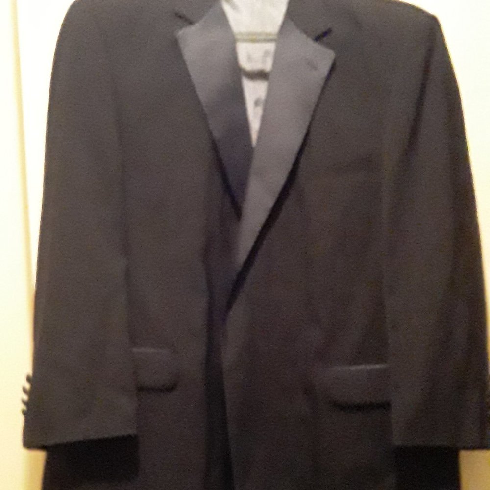 Stafford Essentials Mens Wool Black 6 piece tuxedo set size 50 Long 100% wool